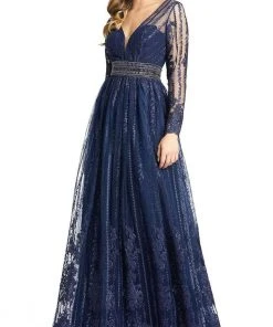 Mac Duggal - 66591 Embroidered Long Sleeve A-Line Gown