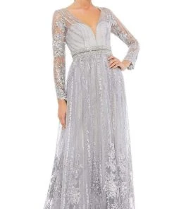 Mac Duggal - 66591 Embroidered Long Sleeve A-Line Gown