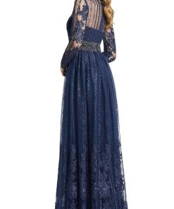 Mac Duggal - 66591 Embroidered Long Sleeve A-Line Gown