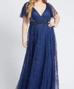 Mac Duggal - 67435 Embellished Lace V Neck A-Line Gown