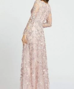 Mac Duggal - 67483 Lace Applique Deep V Neck A-Line Gown