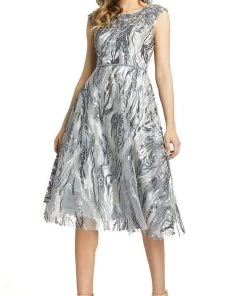 Mac Duggal - 67495 Jewel Neckline Tea Length Dress