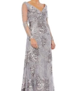 Mac Duggal - 67539 Embroidered Long Sleeve Sheath Gown