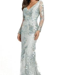 Mac Duggal - 67539 Embroidered Long Sleeve Sheath Gown 9 Mac Duggal - 67539 Embroidered Long Sleeve Sheath Gown