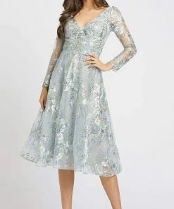 Mac Duggal - 67540 Sequin Embellished Tea Length Dress