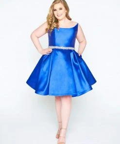 Mac Duggal - 67605F Vibrant Satin Beaded Waist Cocktail Dress