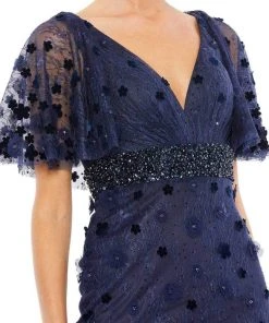 Mac Duggal - 67712 V Neck Bell Sleeve Lace Dress