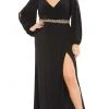 Mac Duggal - 67747 Long Split Sleeve V Neck Dress