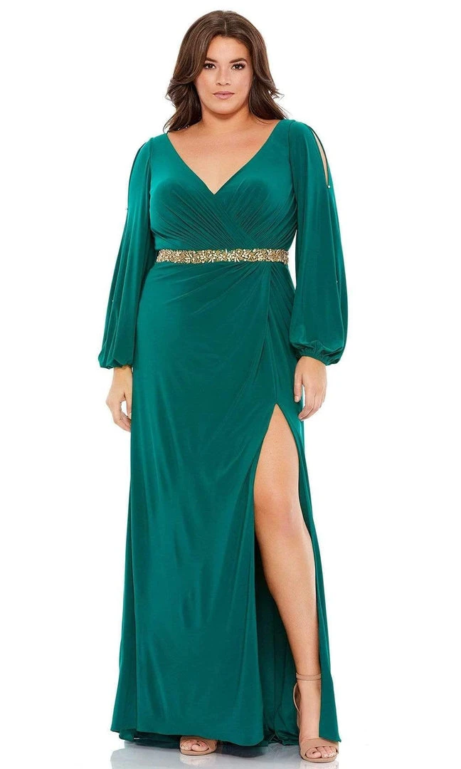 Mac Duggal - 67747 Long Split Sleeve V Neck Dress 6 Mac Duggal - 67747 Long Split Sleeve V Neck Dress