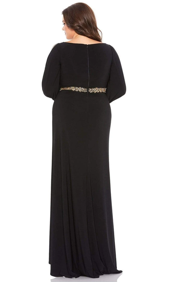 Mac Duggal - 67747 Long Split Sleeve V Neck Dress 4 Mac Duggal - 67747 Long Split Sleeve V Neck Dress