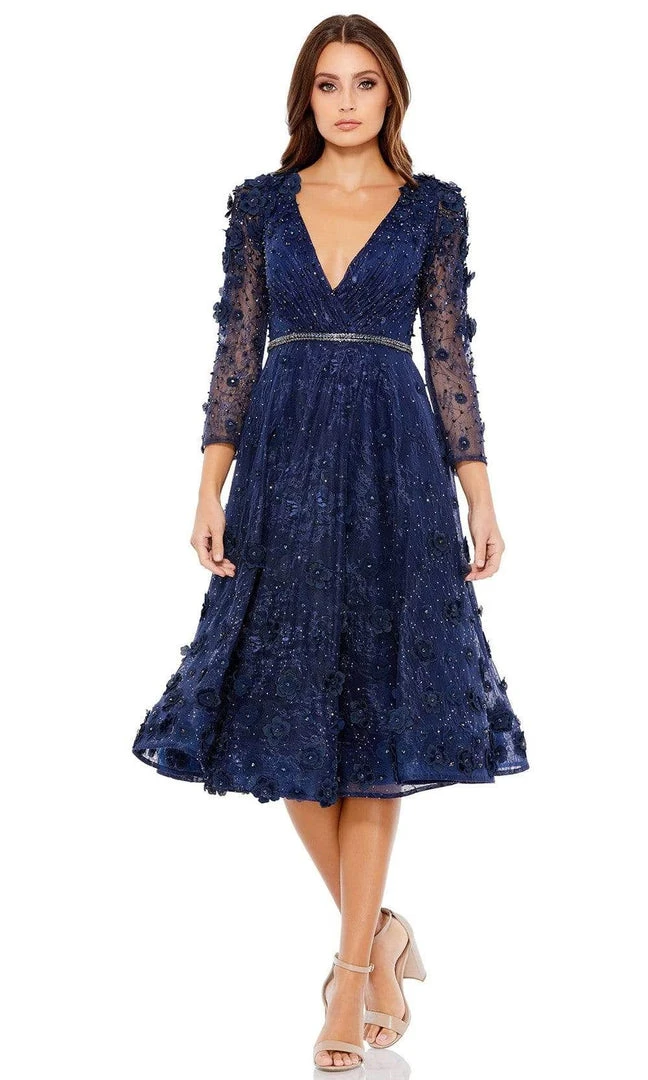 Mac Duggal - 67809 Lace Floral Low V Neck Dress 3 Mac Duggal - 67809 Lace Floral Low V Neck Dress