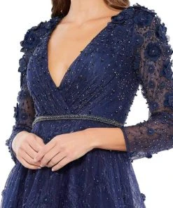 Mac Duggal - 67809 Lace Floral Low V Neck Dress 7 Mac Duggal - 67809 Lace Floral Low V Neck Dress