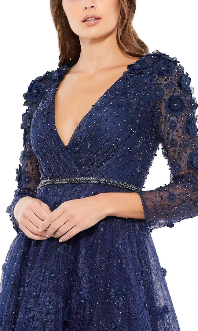 Mac Duggal - 67809 Lace Floral Low V Neck Dress 5 Mac Duggal - 67809 Lace Floral Low V Neck Dress