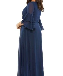 Mac Duggal 67913 - Circular Flounce Quarter Sleeved Chiffon Dress 5 Mac Duggal 67913 - Circular Flounce Quarter Sleeved Chiffon Dress