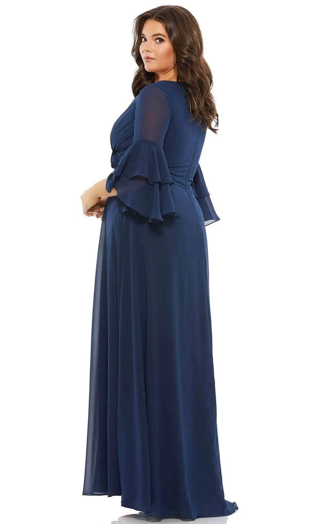 Mac Duggal 67913 - Circular Flounce Quarter Sleeved Chiffon Dress 4 Mac Duggal 67913 - Circular Flounce Quarter Sleeved Chiffon Dress