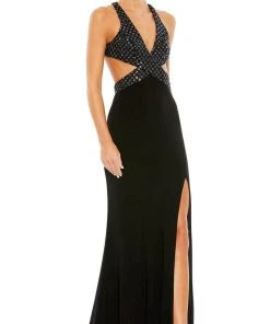 Mac Duggal 68166 - Sequined Plunging Neck Evening Dress