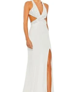 Mac Duggal 68166 - Sequined Plunging Neck Evening Dress