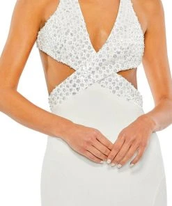 Mac Duggal 68166 - Sequined Plunging Neck Evening Dress