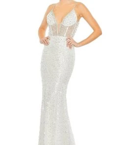 Mac Duggal 68175 - Embellished Plunging V-neckline Evening Dress
