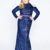 Mac Duggal - 77468F Fully Sequined High Neck Sheath Dress