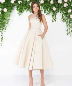 Mac Duggal - 79177D Sheer Jewel Neck Brocade Cocktail Dress