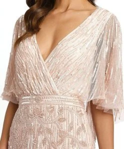 Mac Duggal - 9064 Sequined V Neck Sheath Dress 8 Mac Duggal - 9064 Sequined V Neck Sheath Dress