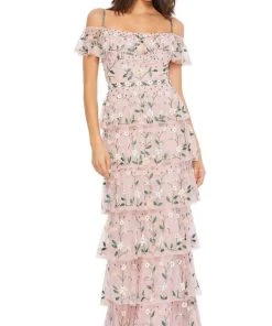 Mac Duggal - 9069 Embellished Off Shoulder Tiered Dress