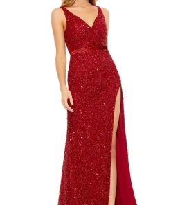 Mac Duggal 9110 - Fully Sequined V-neck Evening Dress