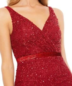 Mac Duggal 9110 - Fully Sequined V-neck Evening Dress
