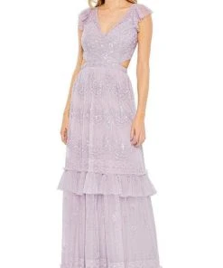 Mac Duggal 9167 - Cap Sleeve V-Neck Long Dress