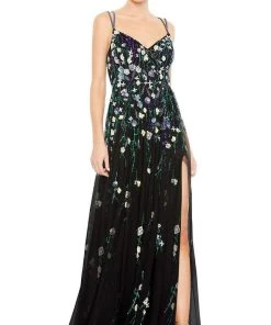 Mac Duggal - 9172 V-Neck Floral Sequin Dress