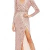 Mac Duggal - 93549 V-Neck High Slit Sheath Dress 2 Mac Duggal - 93549 V-Neck High Slit Sheath Dress