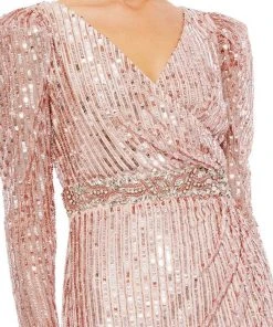 Mac Duggal - 93549 V-Neck High Slit Sheath Dress 8 Mac Duggal - 93549 V-Neck High Slit Sheath Dress