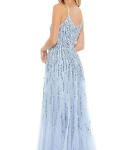 Mac Duggal - 93566 V Neck Sequined Tulle Gown 6 Mac Duggal - 93566 V Neck Sequined Tulle Gown