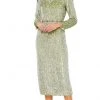 Mac Duggal - 93568 Sage Long Sleeve Sequined Dress 1 Mac Duggal - 93568 Sage Long Sleeve Sequined Dress