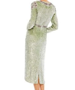 Mac Duggal - 93568 Sage Long Sleeve Sequined Dress 6 Mac Duggal - 93568 Sage Long Sleeve Sequined Dress