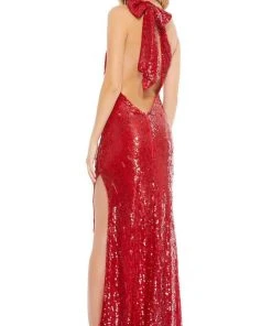 Mac Duggal - 93580 Sequined Asymmetric Sheath Dress With Slit