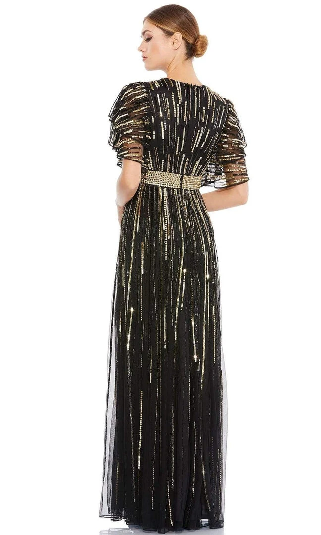 Mac Duggal - 93582 Loose Sleeve Sequin A-Line Gown 4 Mac Duggal - 93582 Loose Sleeve Sequin A-Line Gown