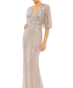 Mac Duggal 93583 - Short Bell Sleeves, Sequins, Full Back, Zipper Closure 11 Mac Duggal 93583 - Short Bell Sleeves, Sequins, Full Back, Zipper Closure