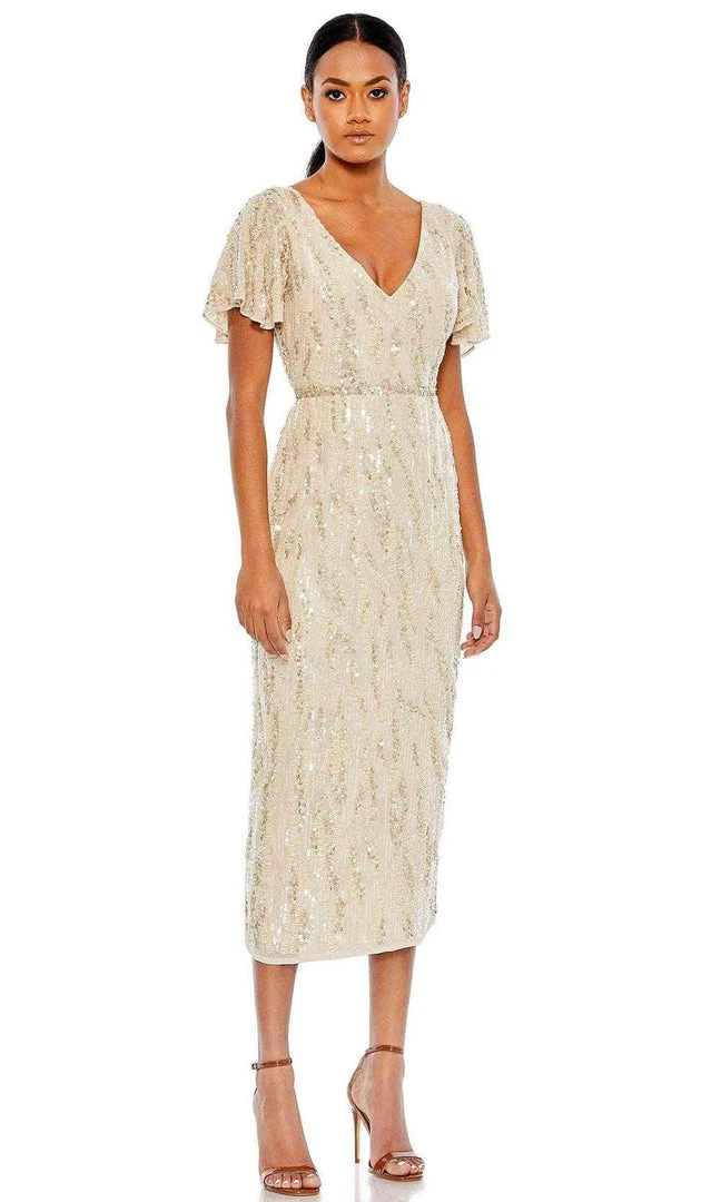 Mac Duggal 93591 - Plunging Neck Midi Dress 3 Mac Duggal 93591 - Plunging Neck Midi Dress