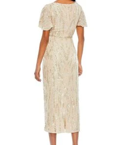 Mac Duggal 93591 - Plunging Neck Midi Dress 6 Mac Duggal 93591 - Plunging Neck Midi Dress