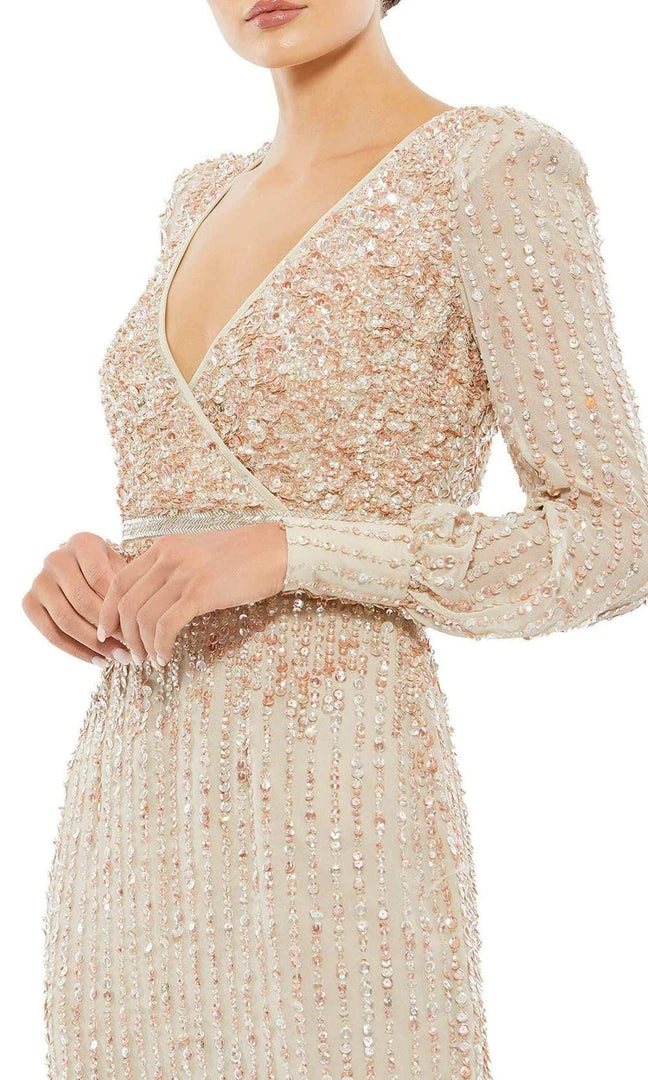 Mac Duggal - 93593 Sequined V Neck Midi Column Dress 6 Mac Duggal - 93593 Sequined V Neck Midi Column Dress