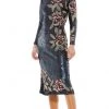 Mac Duggal 93624 - Floral Beadwork Long Sleeved Midi Dress 2 Mac Duggal 93624 - Floral Beadwork Long Sleeved Midi Dress