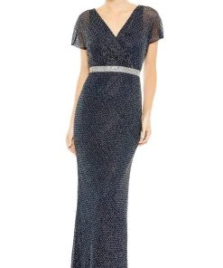 Mac Duggal 93678 - Beaded Short Sleeve Evening Gown