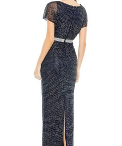 Mac Duggal 93678 - Beaded Short Sleeve Evening Gown