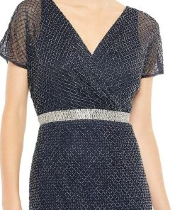 Mac Duggal 93678 - Beaded Short Sleeve Evening Gown