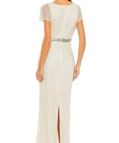 Mac Duggal 93678 - Beaded Short Sleeve Evening Gown