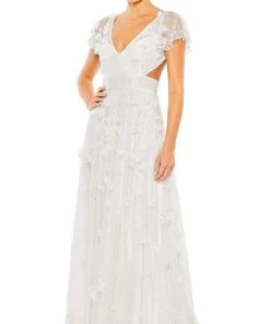 Mac Duggal - 93692 Deep V-Neck Floral Appliqued Gown 11 Mac Duggal - 93692 Deep V-Neck Floral Appliqued Gown