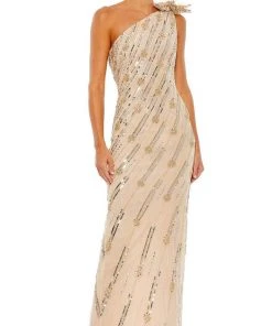 Mac Duggal 93739 - Embellished Asymmetrical Neck Evening Gown