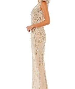 Mac Duggal 93739 - Embellished Asymmetrical Neck Evening Gown